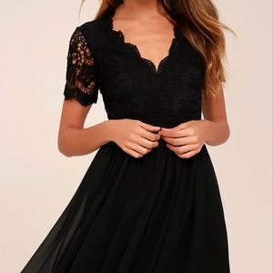 Angel in Disguise Black Lace Skater Dress
